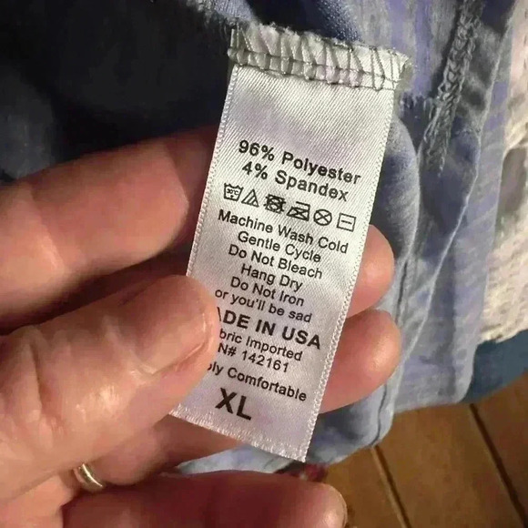 Lularoe XL grey long sleeve Lynnae t shirt with periwinkle stripes. NWT - Picture 4 of 6